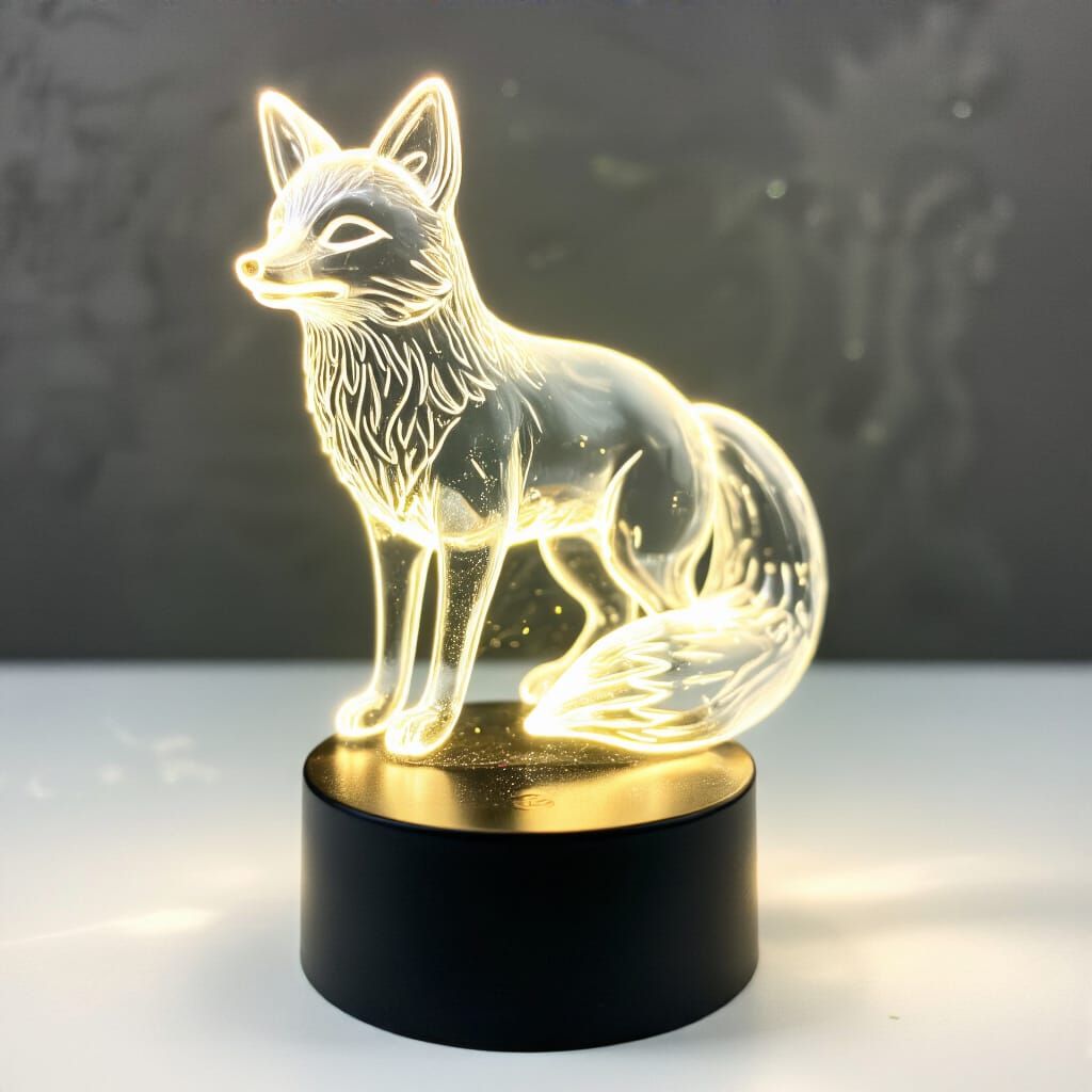 Glowing Glass Fox in the Dark
