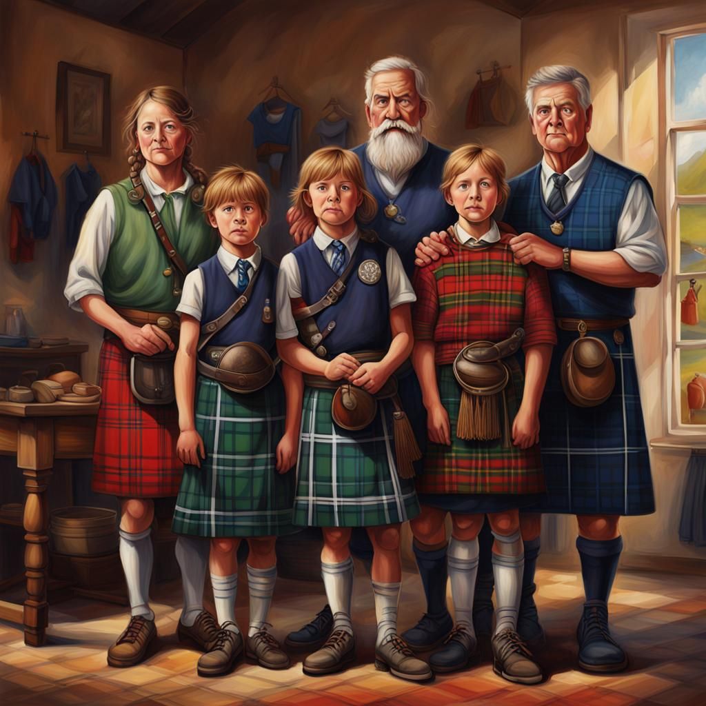 Scottish Family Prepares for Highland Games: Hyperrealistic ...