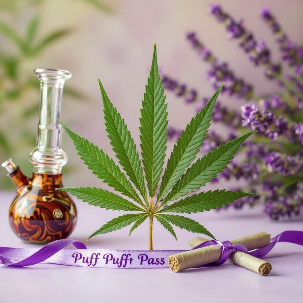 Hippie Cannabis Still Life with Lavender Background