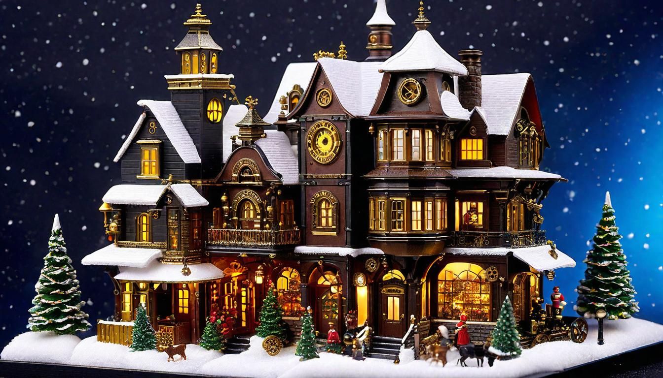 Miniature Steampunk Winter Dollhouse Wonderland