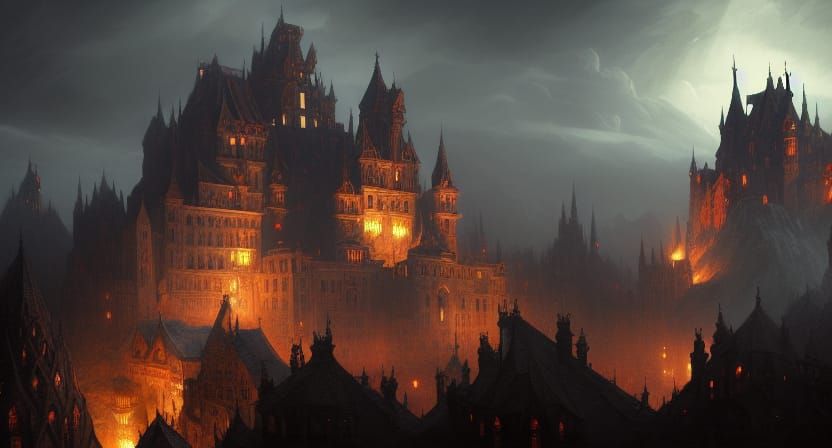 Hyperdetailed Dark Fantasy Castle Dracula Concept Art