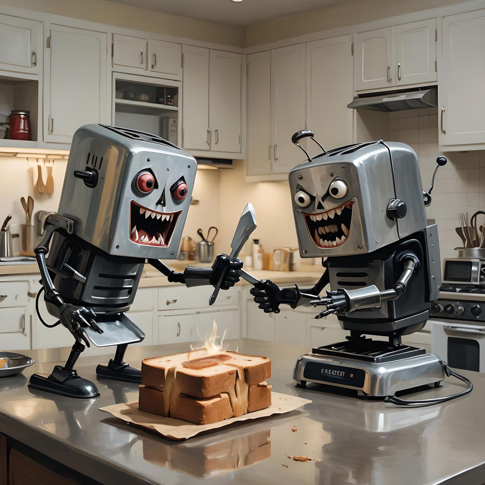 Toaster vs Pan: Kitchen Counter Battle