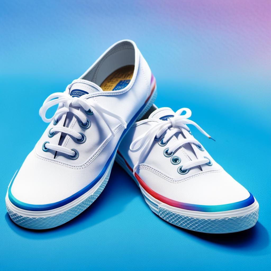White Canvas Sneakers in Hyperrealistic Style