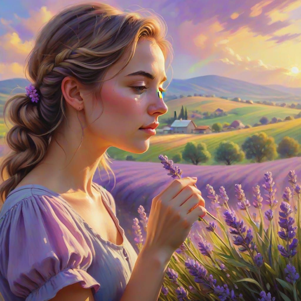 Lavender Fields in Impressionist Style