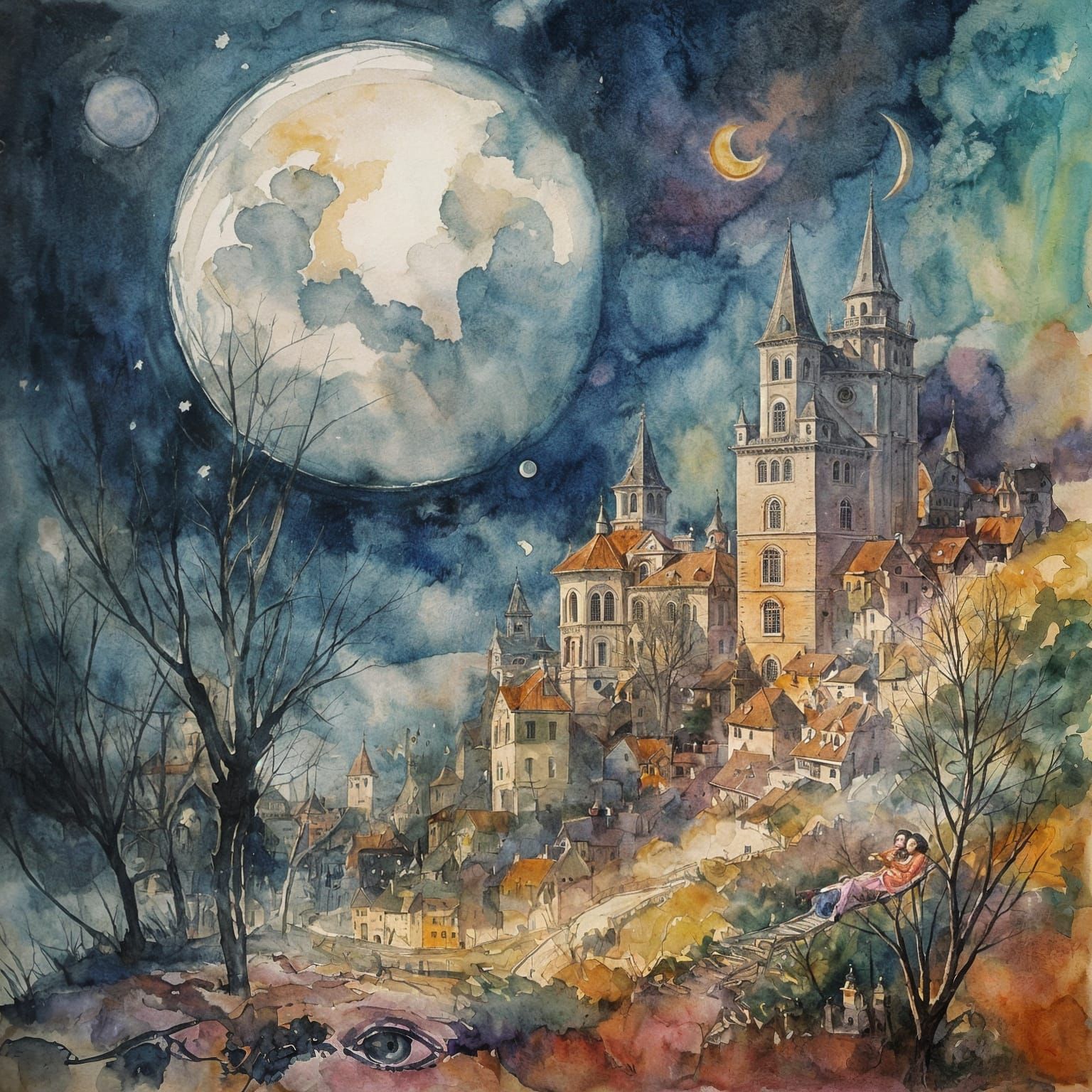 Whimsical Dreamscape in Gouache Style
