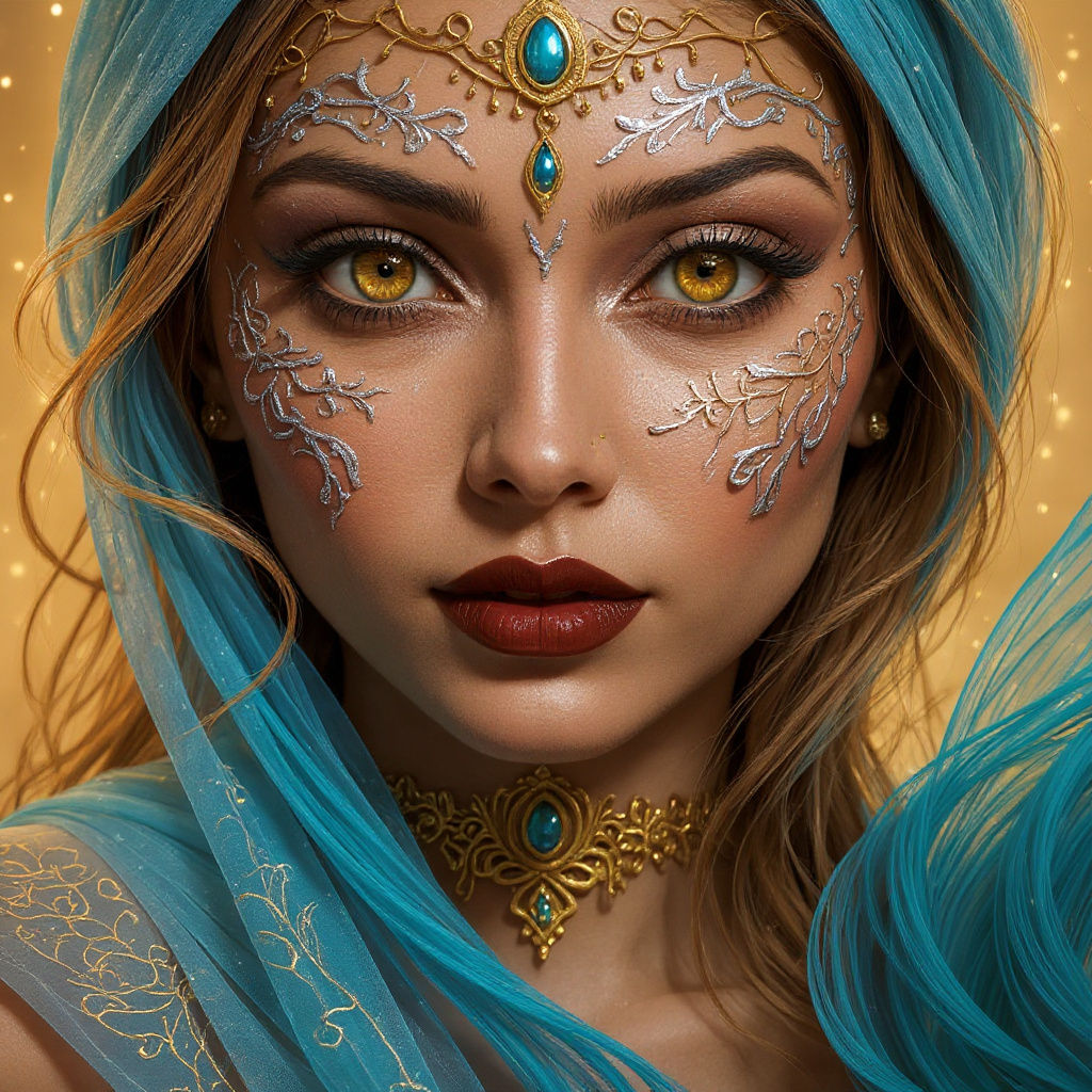 Arabic Woman with Golden Hair in Hyperrealistic Style