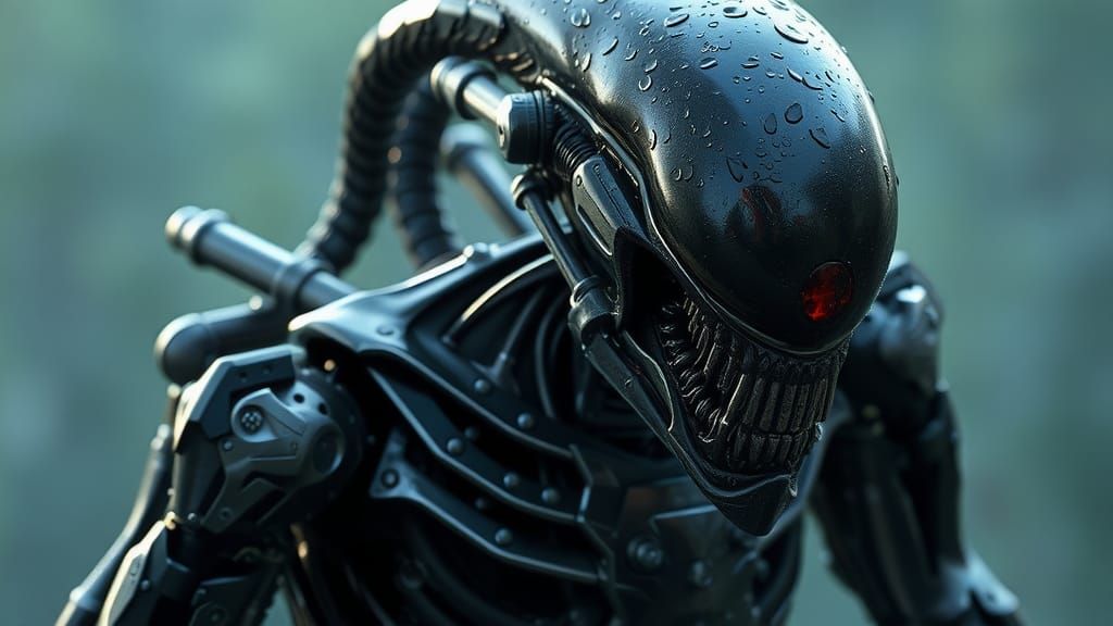Xenomorph in Terminator Armor: Hyper-Realistic 8K Fusion