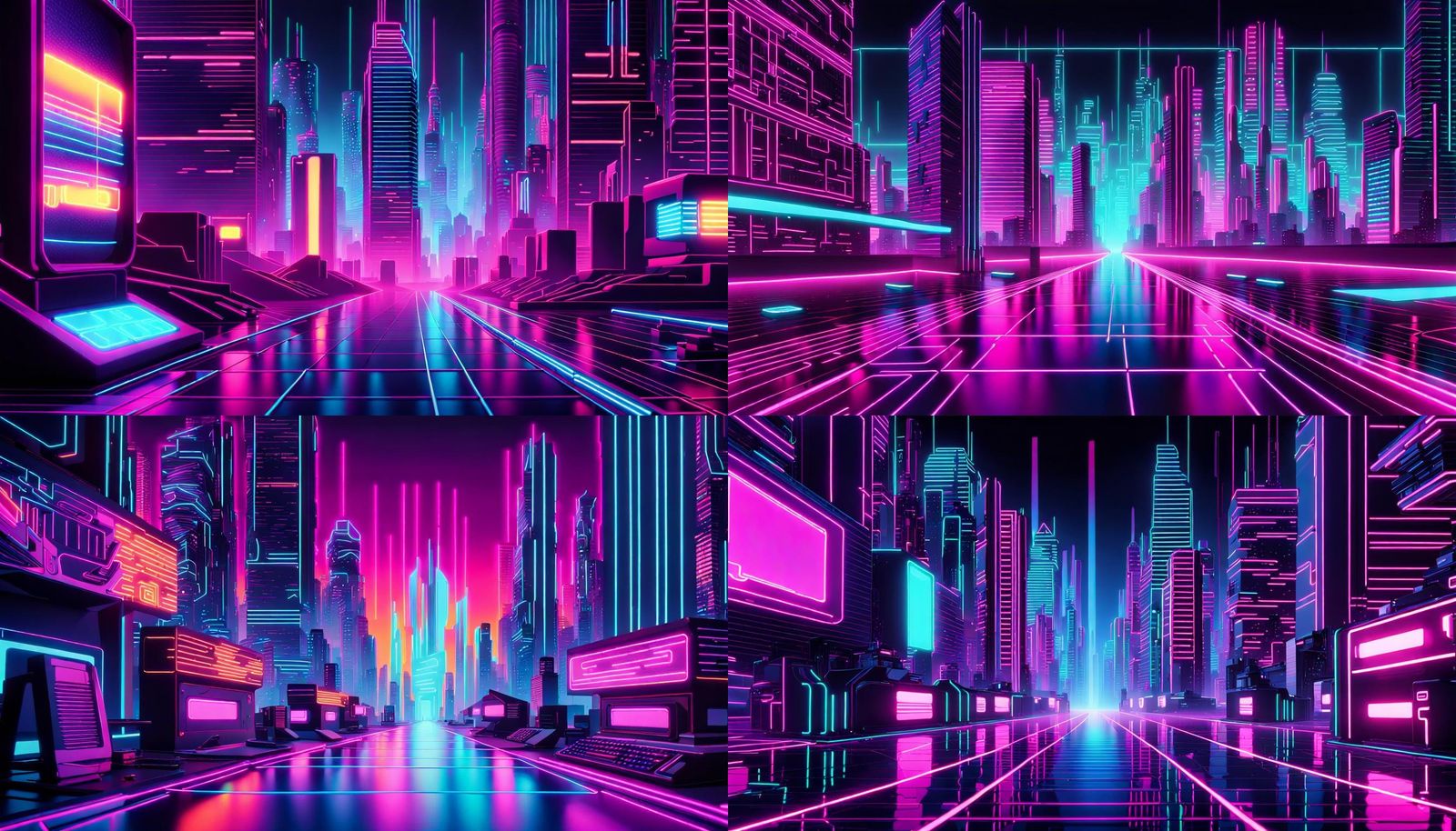 Neon Cyber City in a Computer: Retro Synthwave