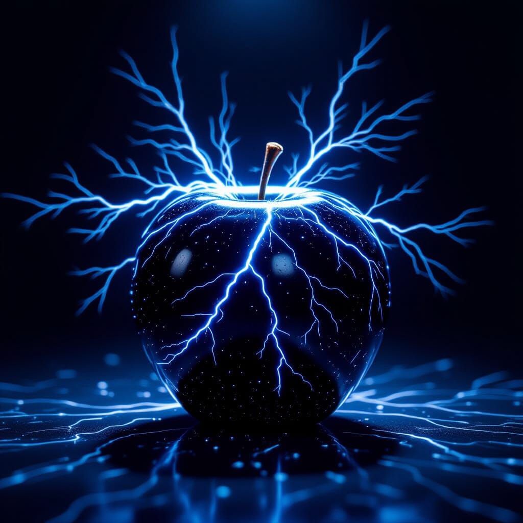 Electric Black Apple in Void