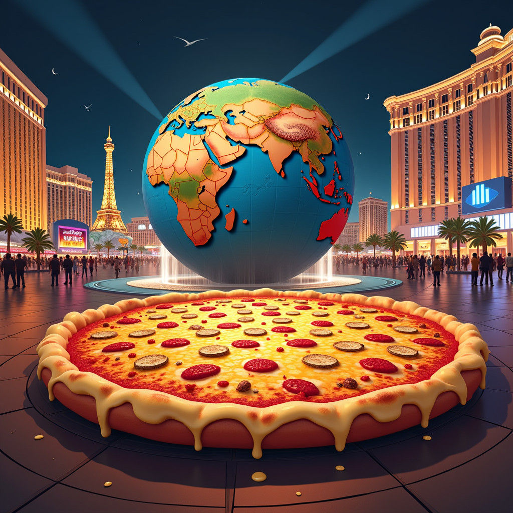 Giant Pizza Over Las Vegas, Digital Art