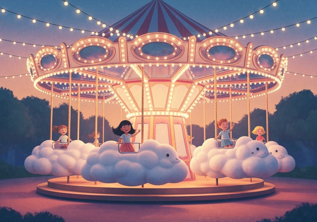 Whimsical Cloud Carousel at Twilight