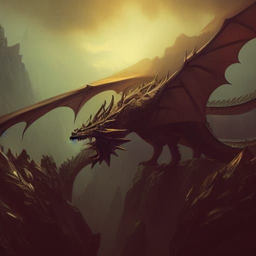 Majestic Dragon Dream in Dark Fantasy Style