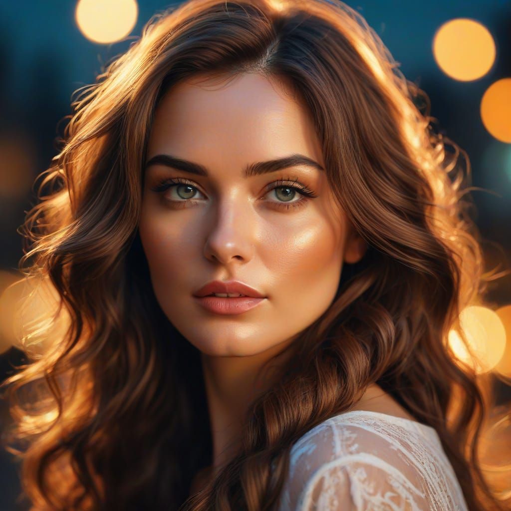 Beautiful Woman Portrait in Photorealistic Impressionism