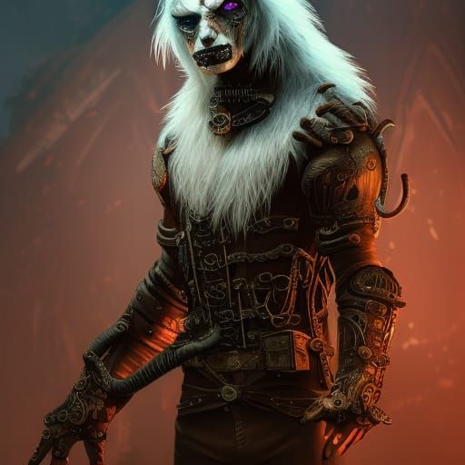 Steampunk Gothic Albino Werewolf Horror Concept Art