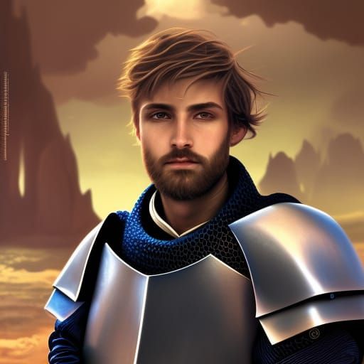 Renaissance Knight with Scarred Face: Detailed Matte Paintin...