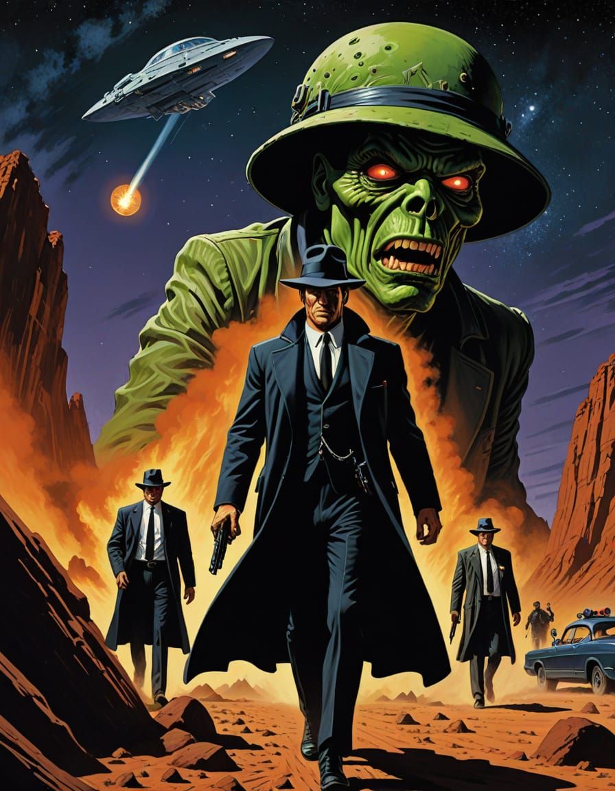 1950s Sci-Fi Horror B-Movie Poster Art