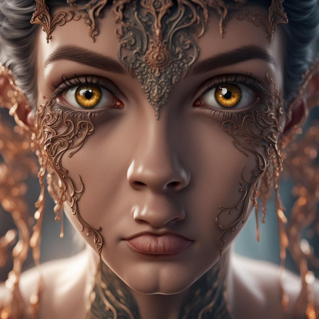 Frightened Face Distortion in Detailed Digital Painting