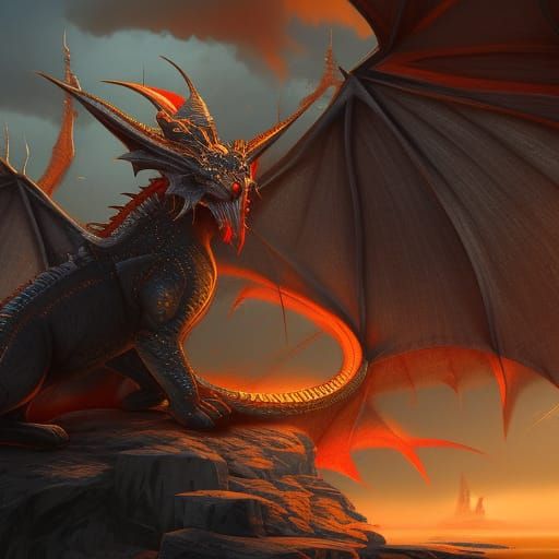 Fantastical Bunny and Dragon Matte Painting