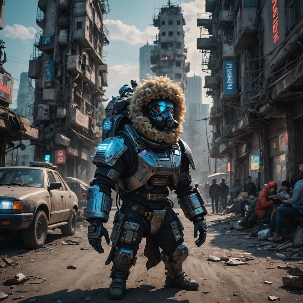 Pink Llama in Futuristic Costume with Coca-Cola