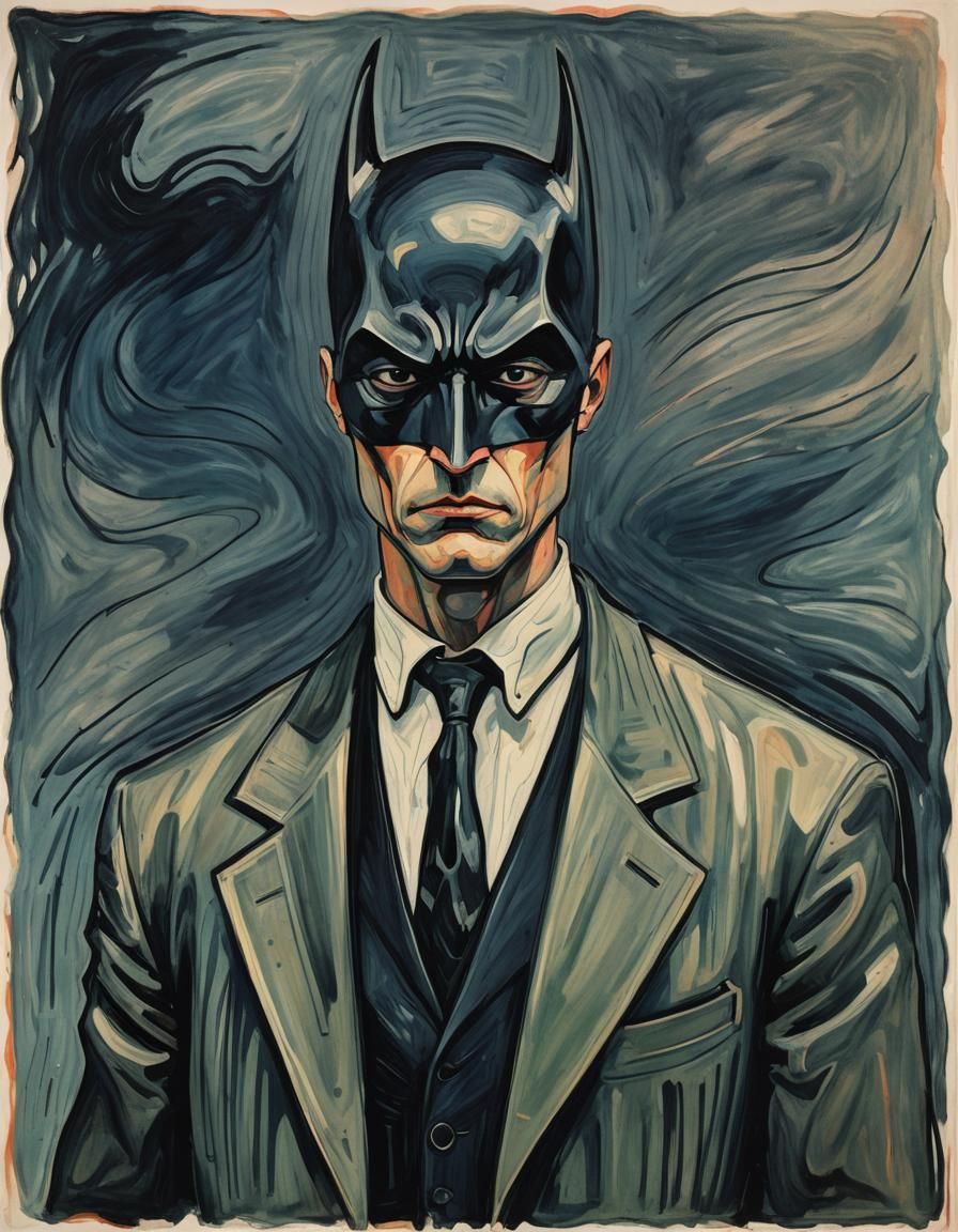 Batman Portrait in Edvard Munch Style