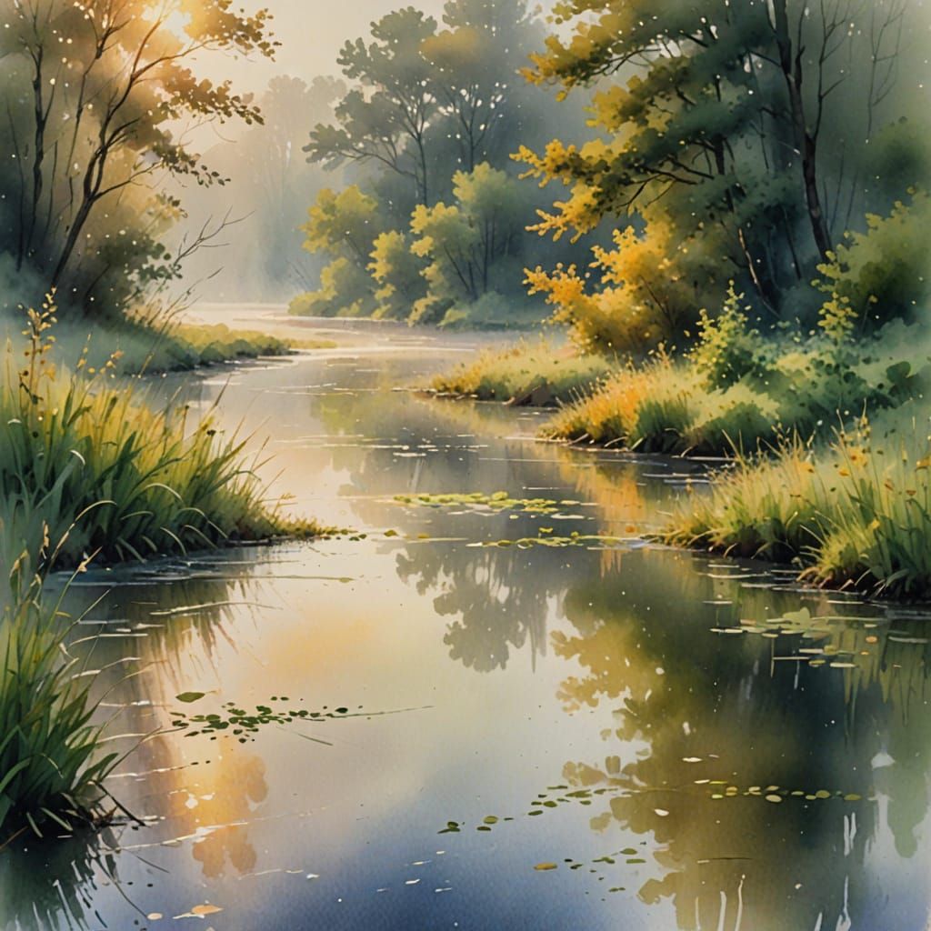 Impressionist Painting of Drmidt by Misty River