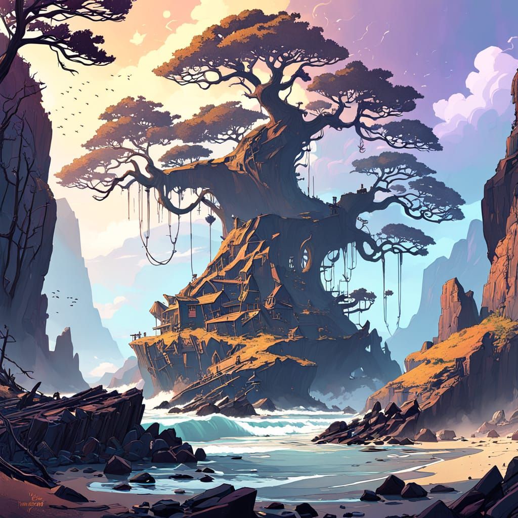 Dramatic Pacific Coast Landscape at Dusk