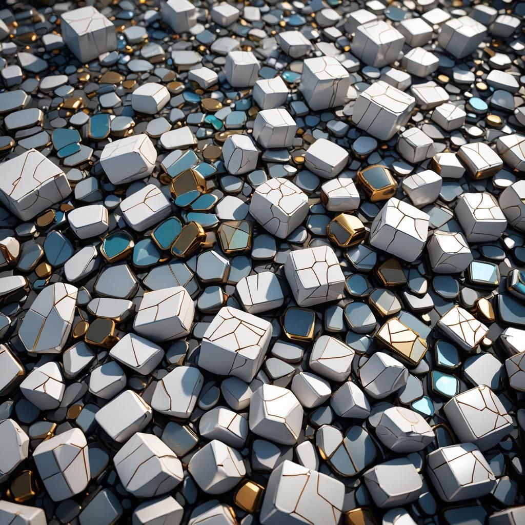 Futuristic Stained Glass Mech Rocks in Sci-Fi Art