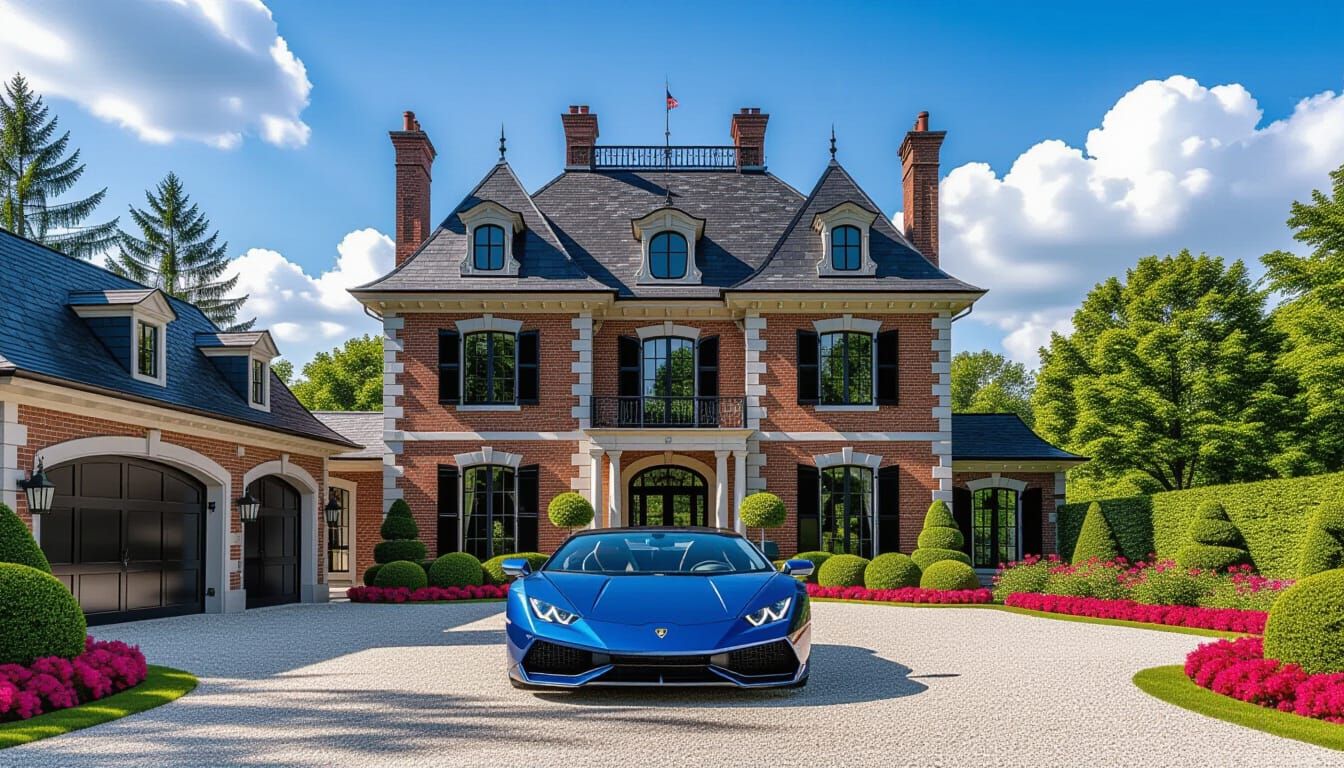 Victorian Chateau With Lamborghini Parked Outside