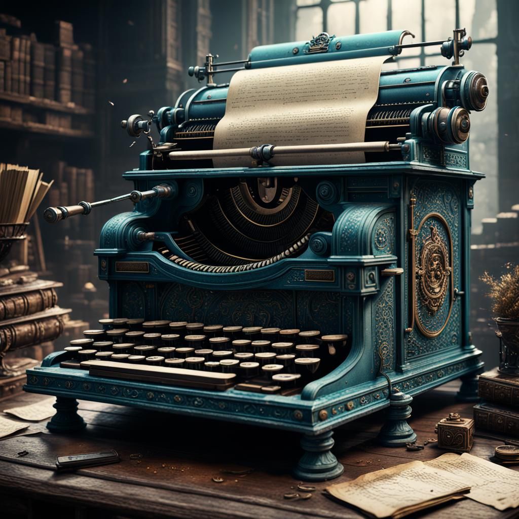 Fantastical Typewriter in Detailed Matte Painting