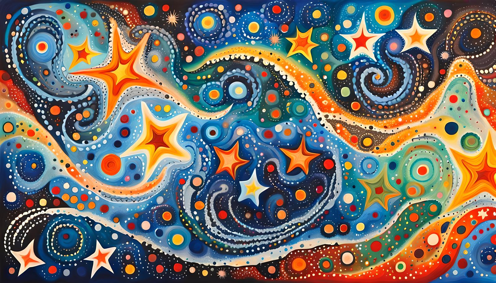 Dreamtime Painting of Cosmic Protostar Cluster Formation