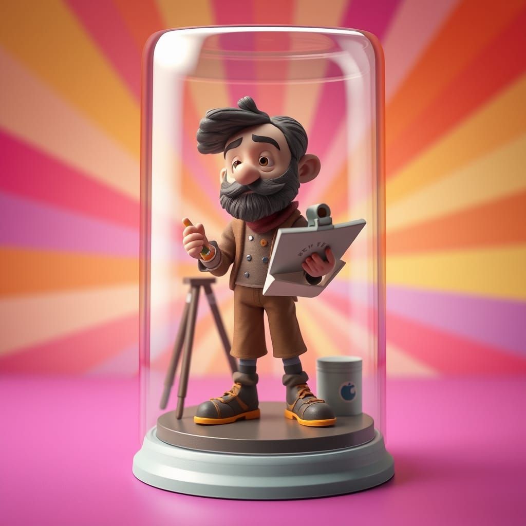 3D Artist Figure in Blister Packaging with Accessorized Ease...
