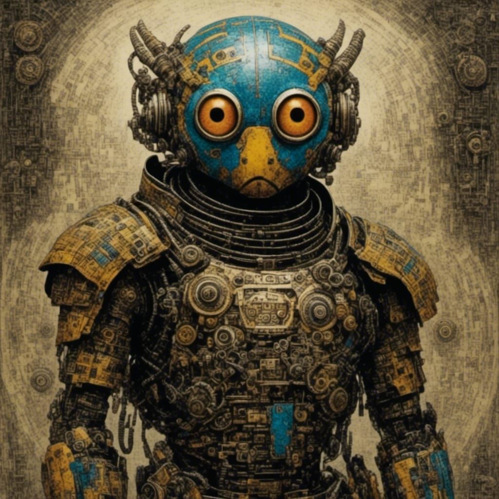 Steampunk Doll in Dubuffet Style