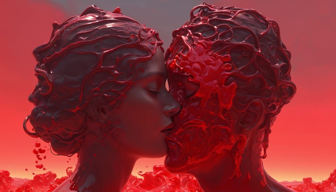 Dreamlike Avant-Garde Love in Vibrant, Glowing Hues