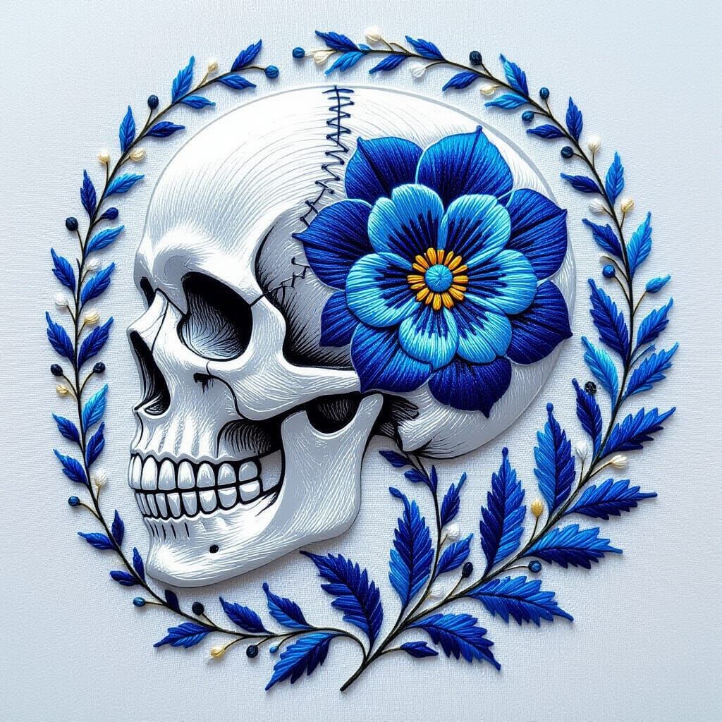 Floral Skull: Luminous Embroidered Fantasy