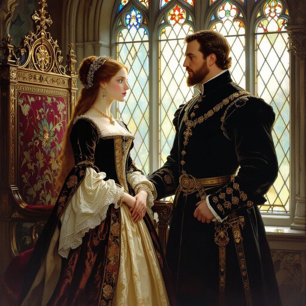 Anne Boleyn and Henry VIII as a Waterhouse Painting