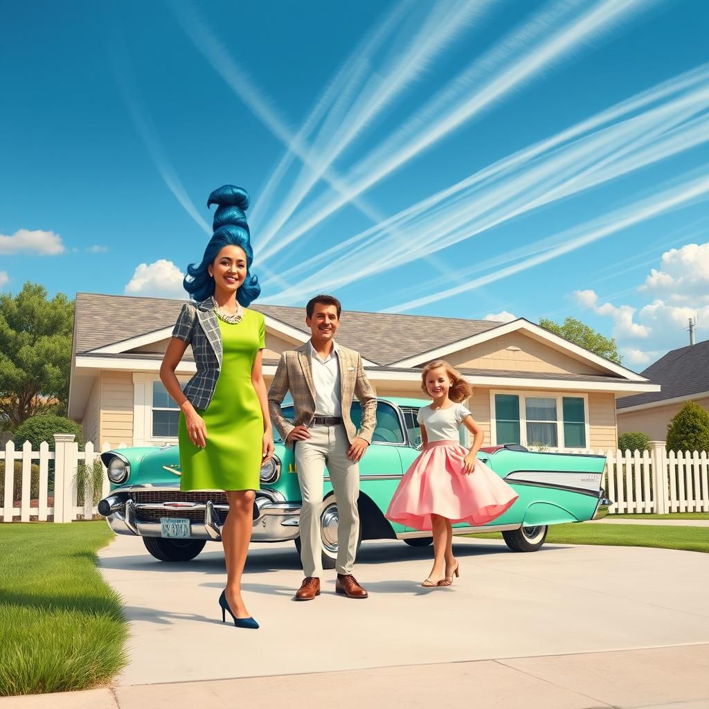 A quintessential photorealistic image of a 1950's suburban f...