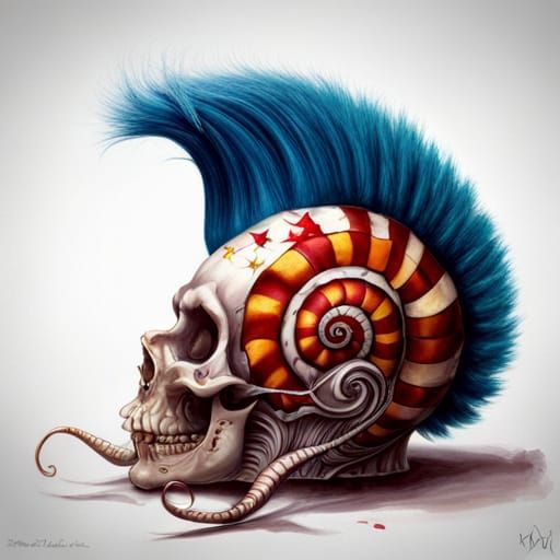 Epic Punk Snail with Mohawk in Digital Art Style