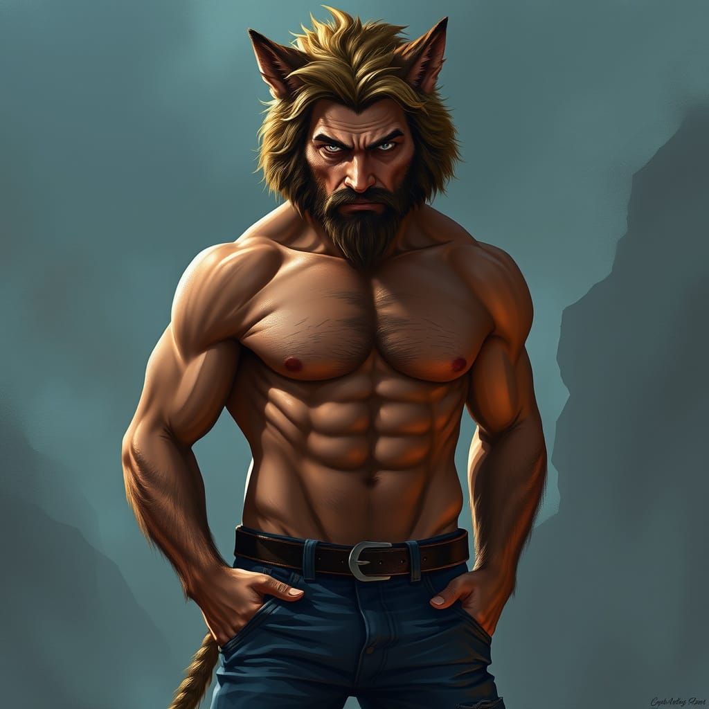 Mystic Haven's Handsome Werewolf in Distressed Jeans