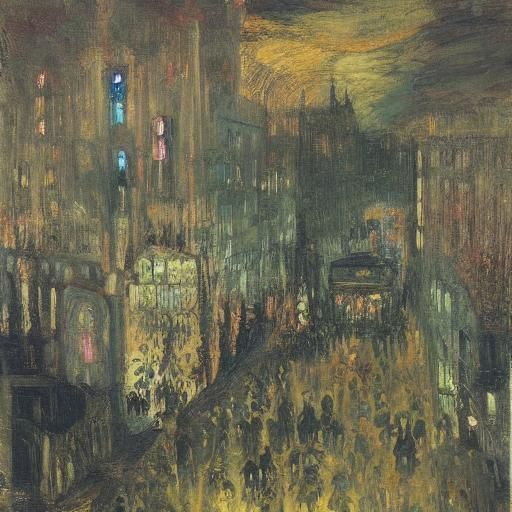 Vampire Soul: Dark Night Cityscape as Expressionist Painting