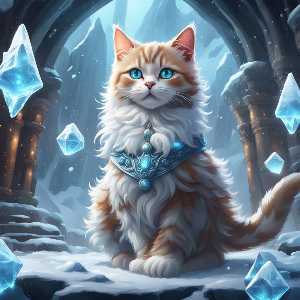 Ice Magic Cats in a Detailed 2D Puzzle