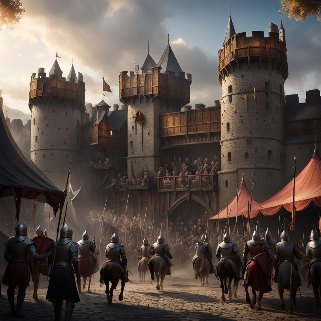 Epic Medieval Knight Tournament in Detailed Matte Painting