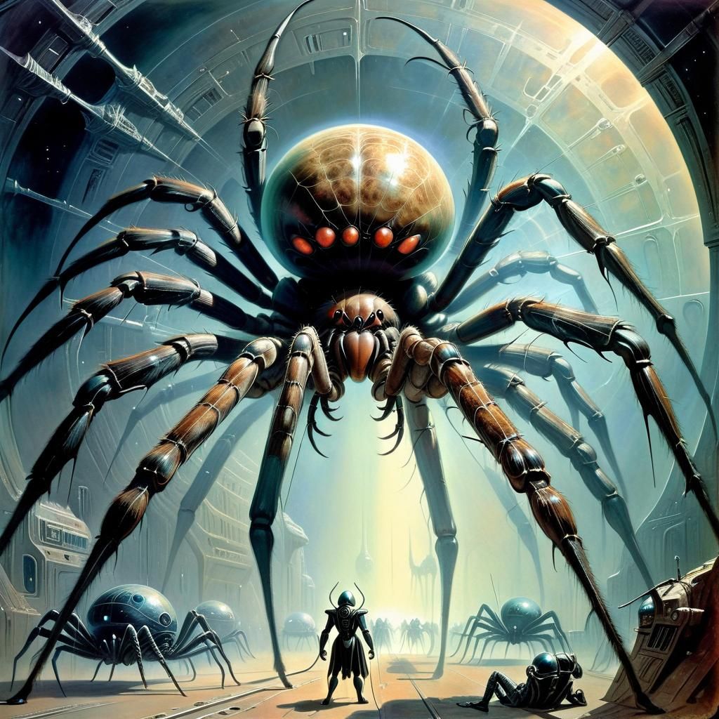 Epic Sci-Fi Spider Creatures in Space Age War