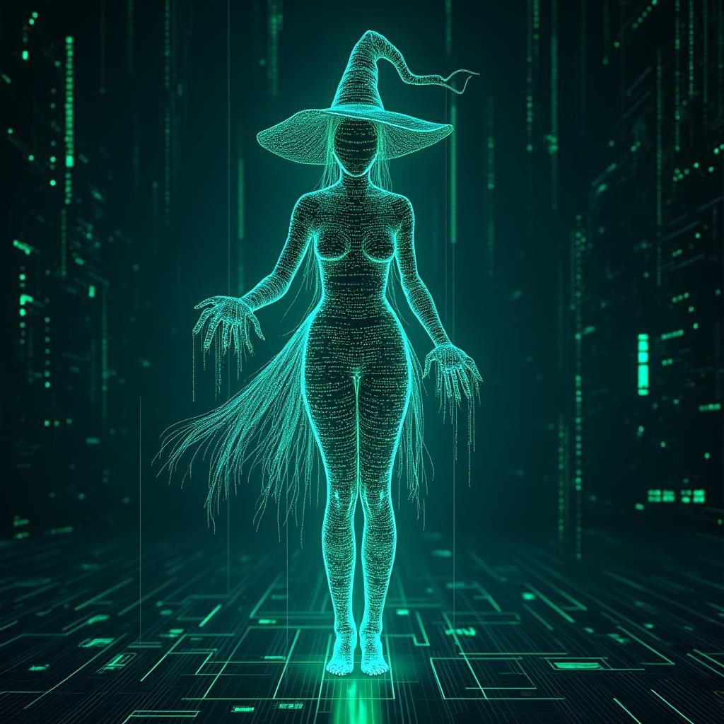 Digital Witch in Cyberspace: A Neon Code Entity