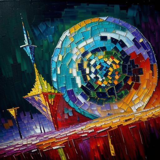 Rustic Mosaic Patchwork in Expressionist Impasto Style