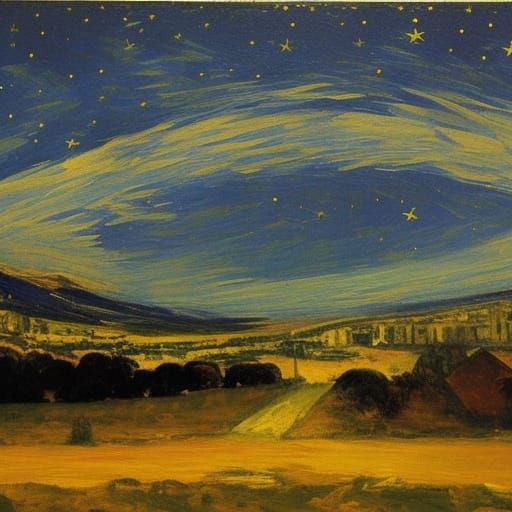Apocalyptic Starry Night Inspired by Goya