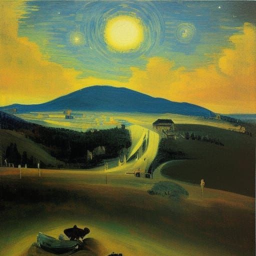 Apocalyptic Starry Night Inspired by Goya