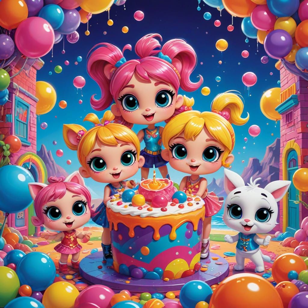 Grown-Up Powerpuff Girls and Rowdyruff Boys with Mischievous...