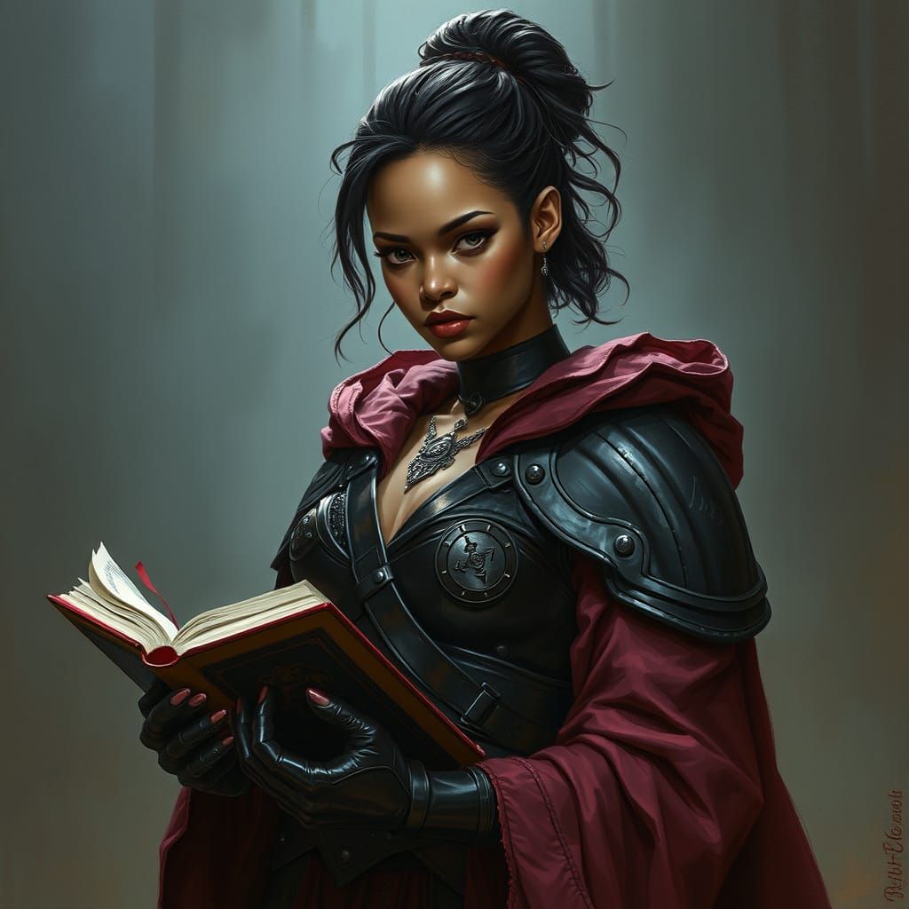 Rihanna as Dark Fantasy Warlock in Realistic Style