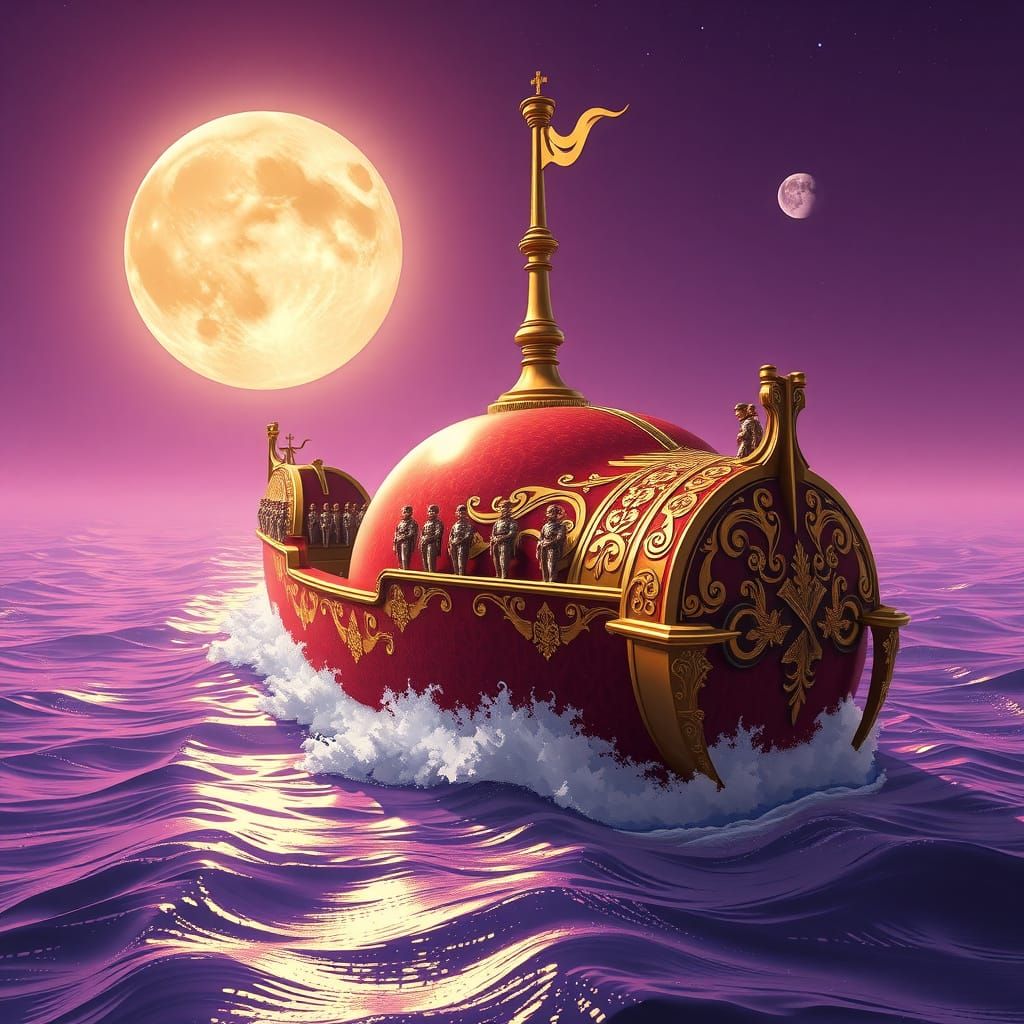 Epic Apple-Shaped Spaceship Sails Across Grape Sea in Luxuri...