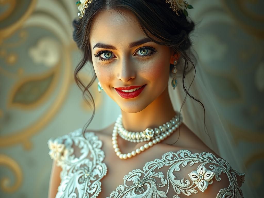 Elegant Woman in Exquisite Wedding Gown